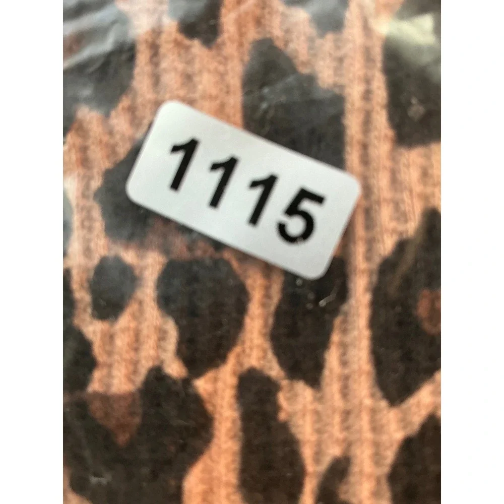 Old Navy Waffle Knit Top Youth M 8 Tan Leopard NWT Thermal Crew Neck 812472